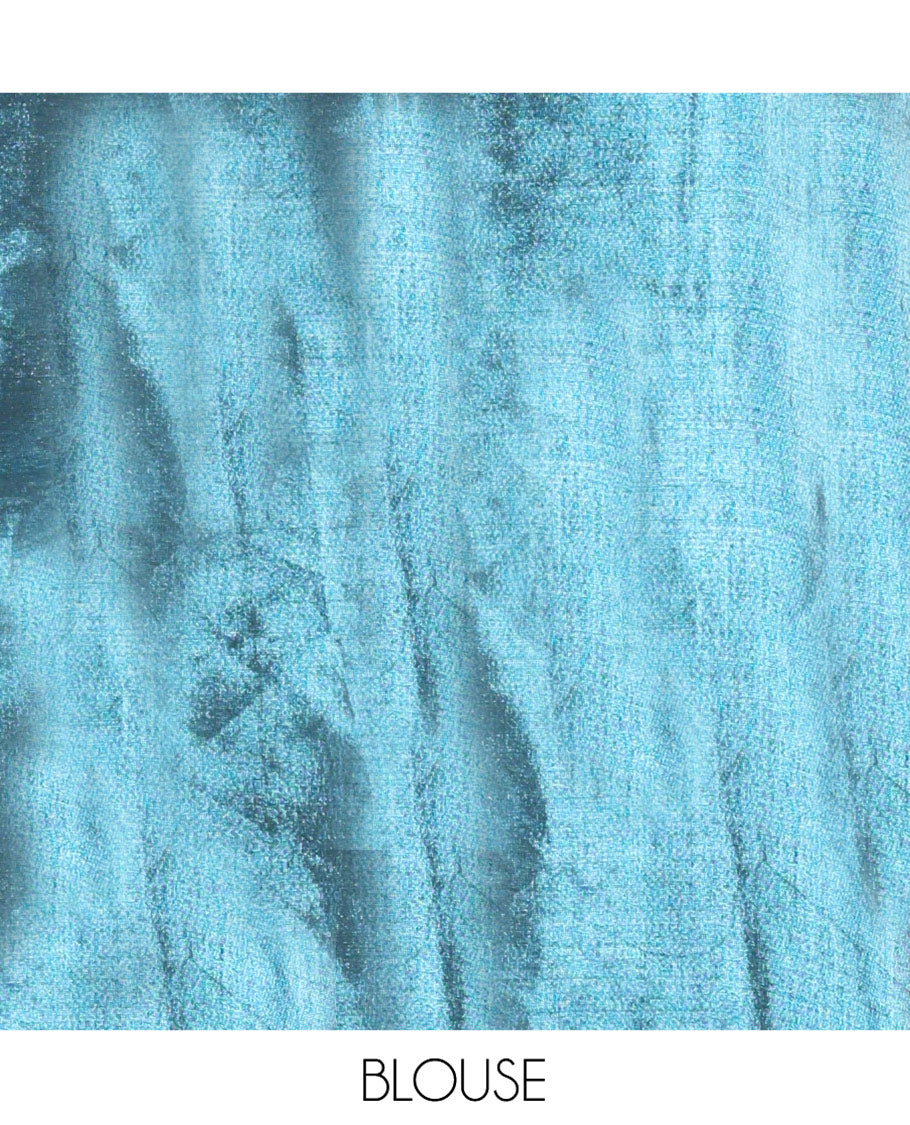 Borderless Blue Khadi Tissue Silk Saree, Adorned with Sequins On Its Body, a Self-Pallu and Paired with a Matching Blouse