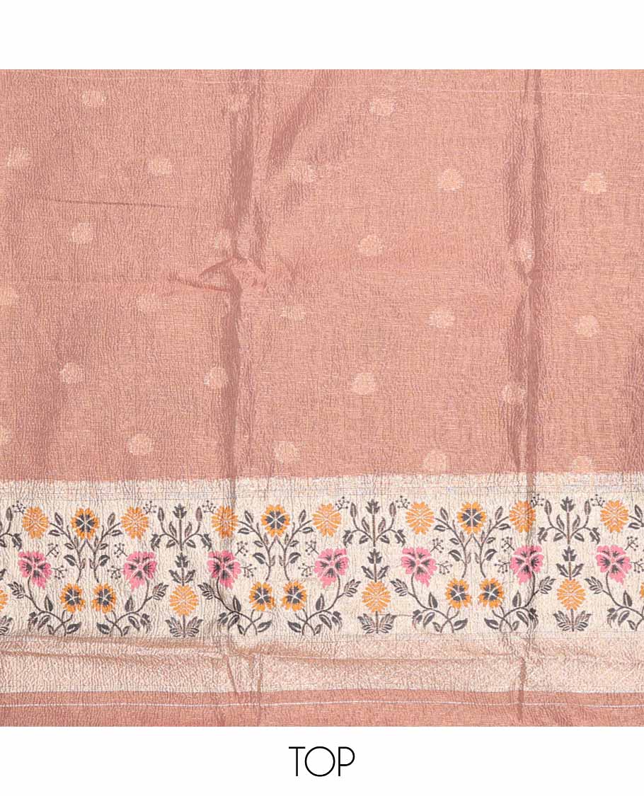 Pastel pink chudidhar material set floral thread embroidery top, plain bottom & floral embroidery dupatta