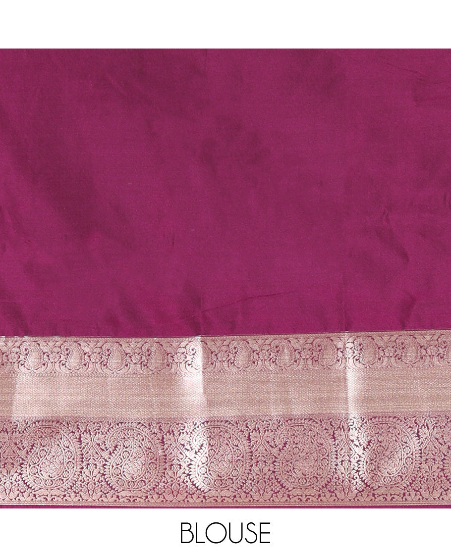 Ramar Blue Semi-Soft Silk Saree, Gracefully Embellished with Vaira Oosi, and Paisley Buttas All Over Its Body, Complemented by Contrast Traditional Border of Paisleys, Intricately Designed Pallu, and Paired with a Contrast Blouse