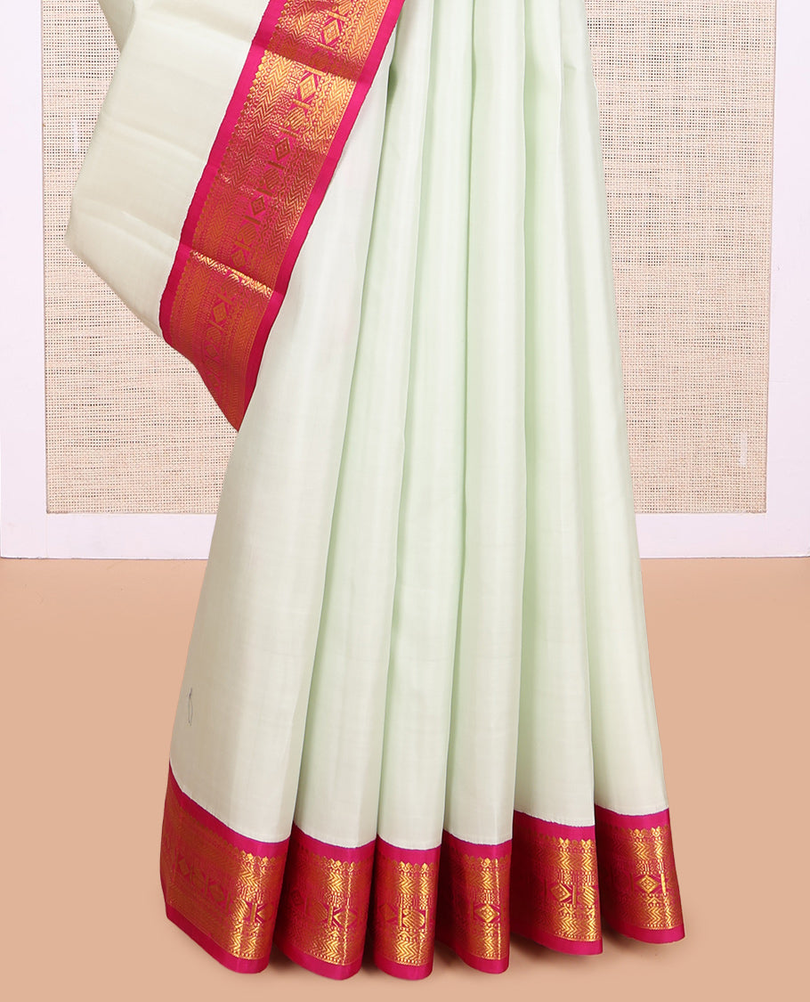 Cream Plain Kanchipuram Silk Saree