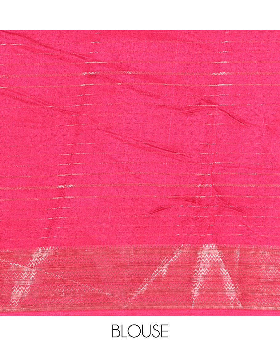 Grey horizontal zari striped moss chiffon saree, contrast traditional zari border, striped pallu, and a contrast zari design blouse