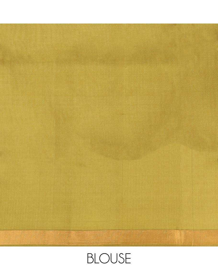 White floral motifs upadda silk saree with self zari border & floral vine design pallu