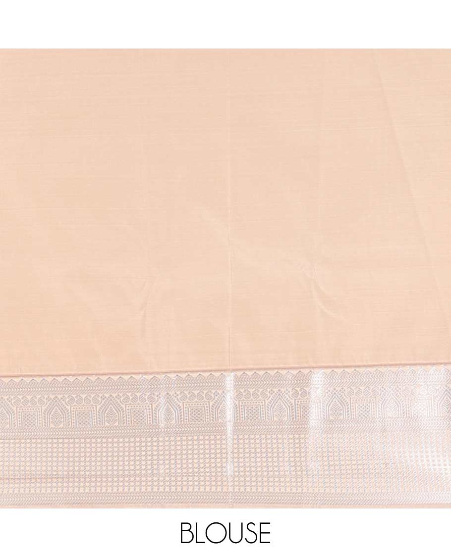 pink checked, leaf motifs gift saree with contrast zari design border & checked zari design pallu
