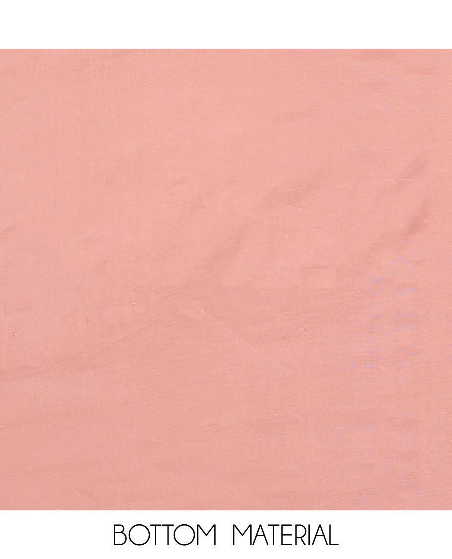 Pastel pink chudidhar material set floral thread embroidery top, plain bottom & floral embroidery dupatta