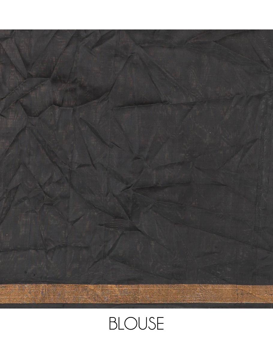 Black  uppada saree with self zari border & striped pallu