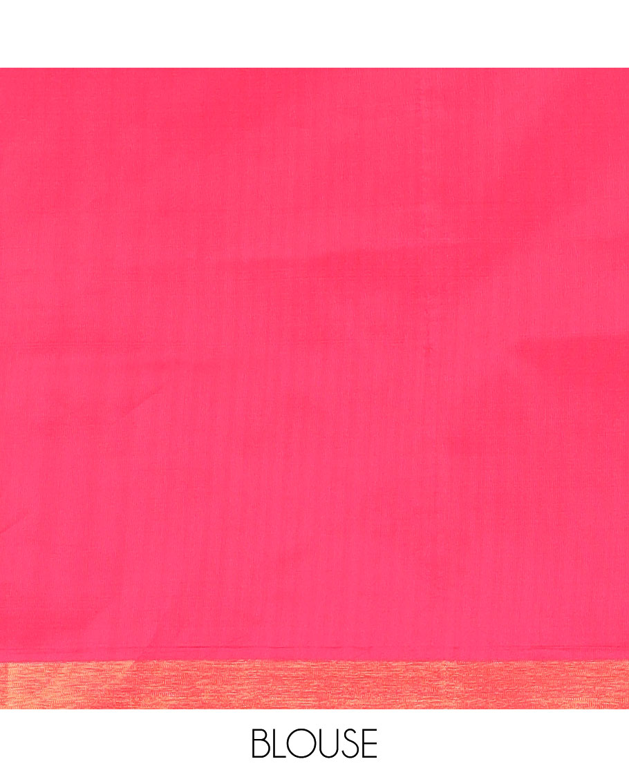 Chikku screen print micro silk saree with saree with copper zari border & screen print pallu along with plain blouse