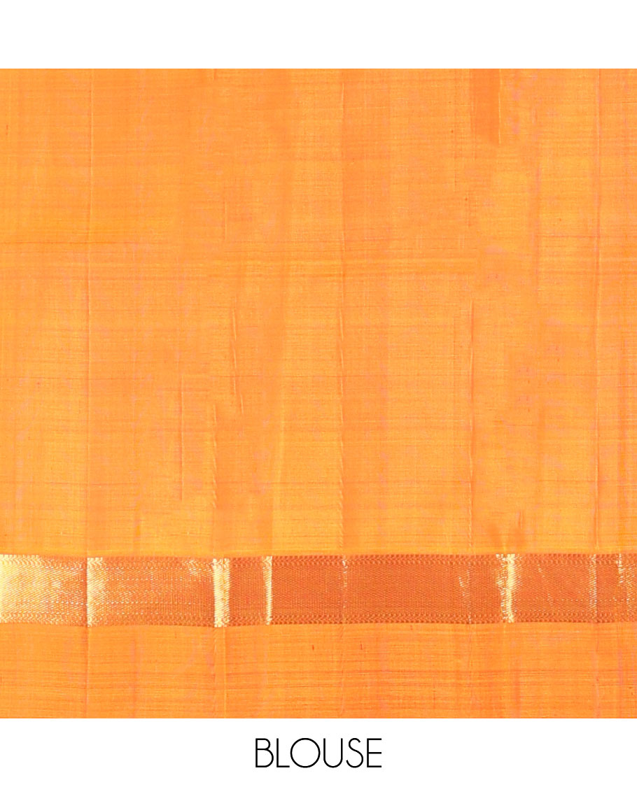 Maroon kancheepuram silk saree withcontrast zari border & striped pallu