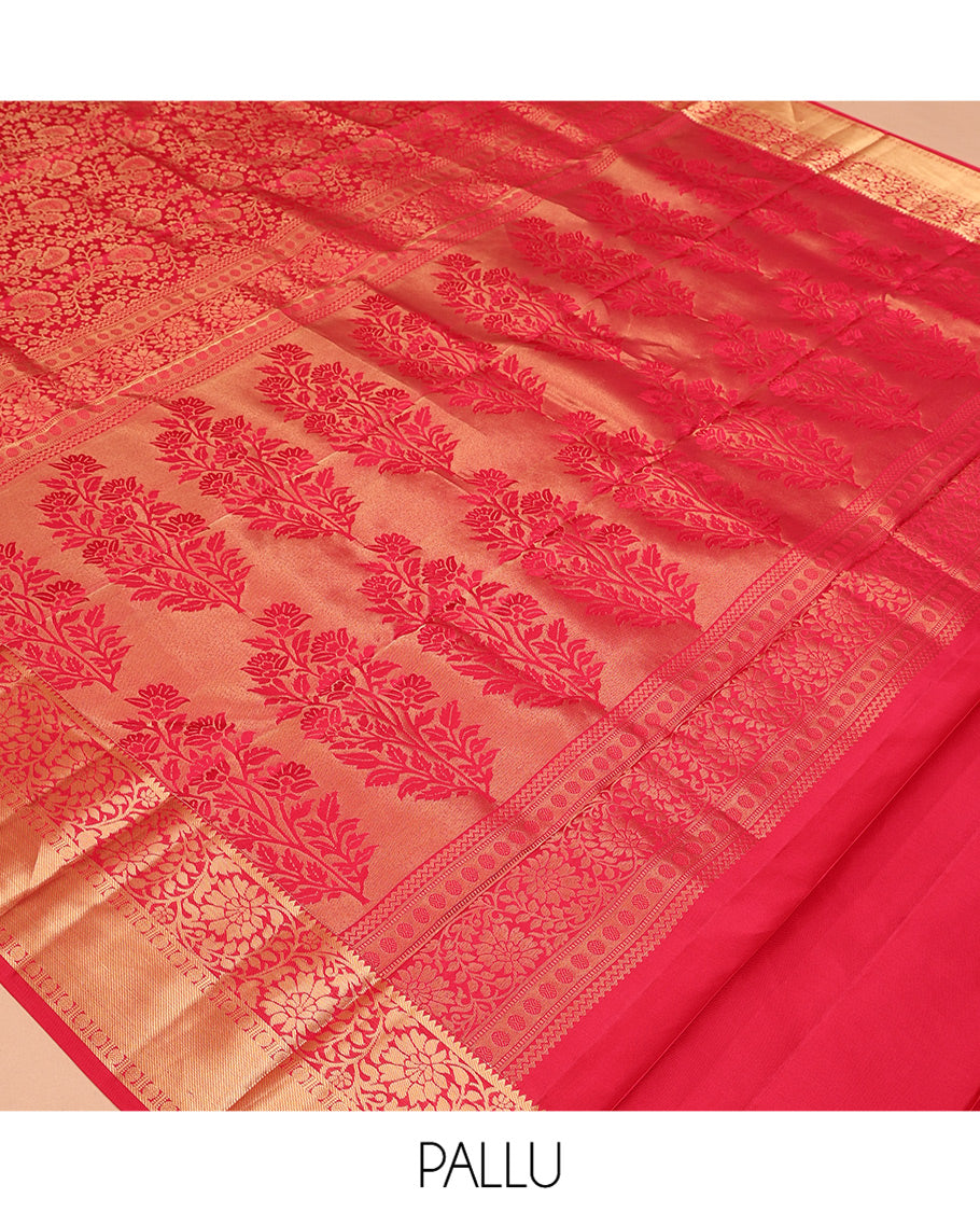 Red Floral Kanchipuram Wedding Silk Saree