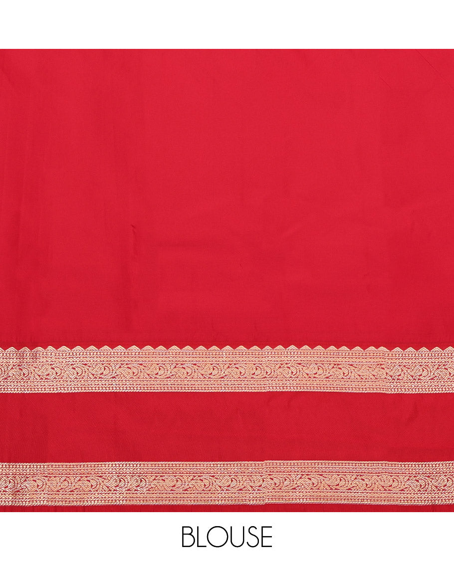 Blue Budget Silk Saree, Woven with Zari Buttas and Stripes, Complemented by Contrast Traditional Rettai Pettu Border, Grand Pallu and a Contrast Blouse