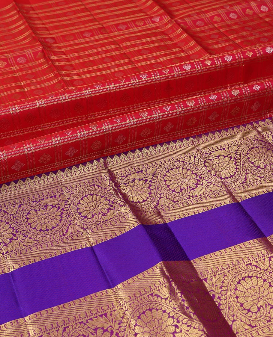 Red Pure Silk Pavadai Material Set