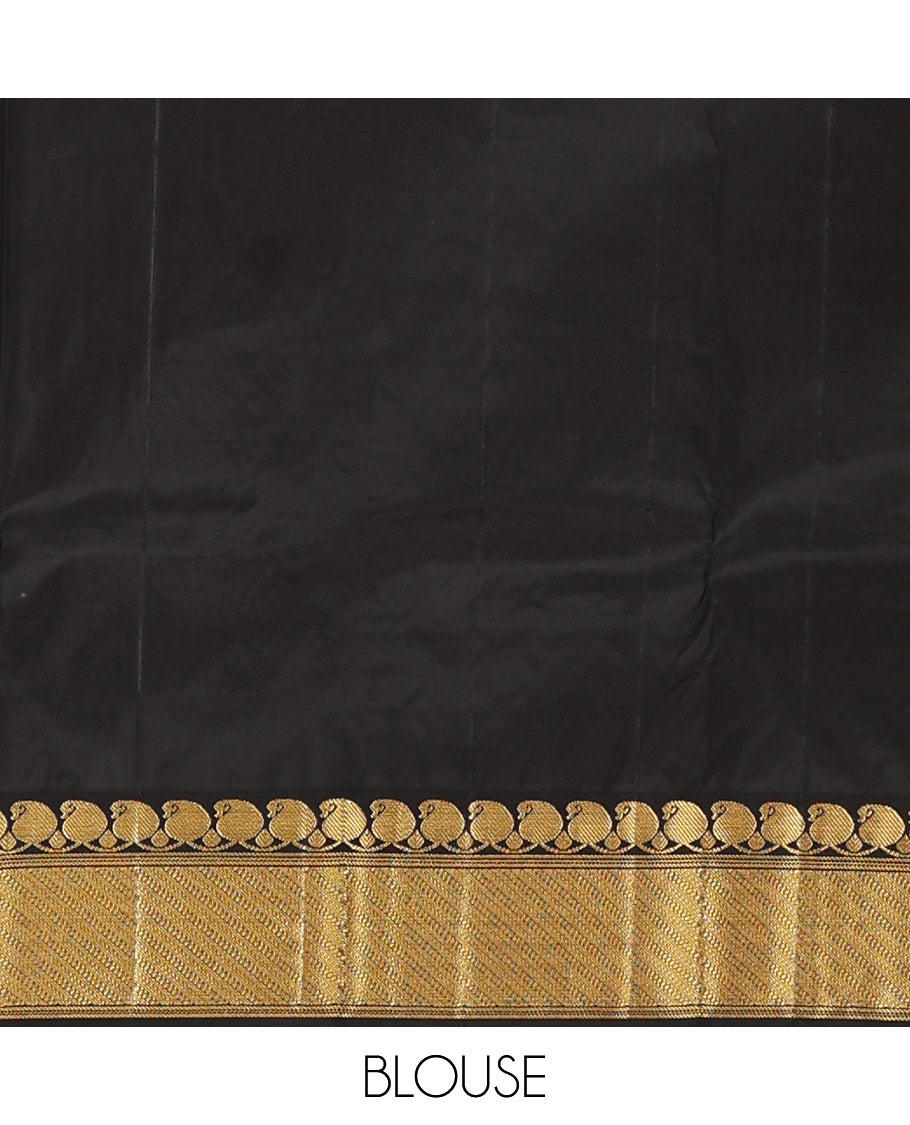 Pink zari buttas Bangalore silk saree, contrast traditional zari woven border, and floral jaal pallu