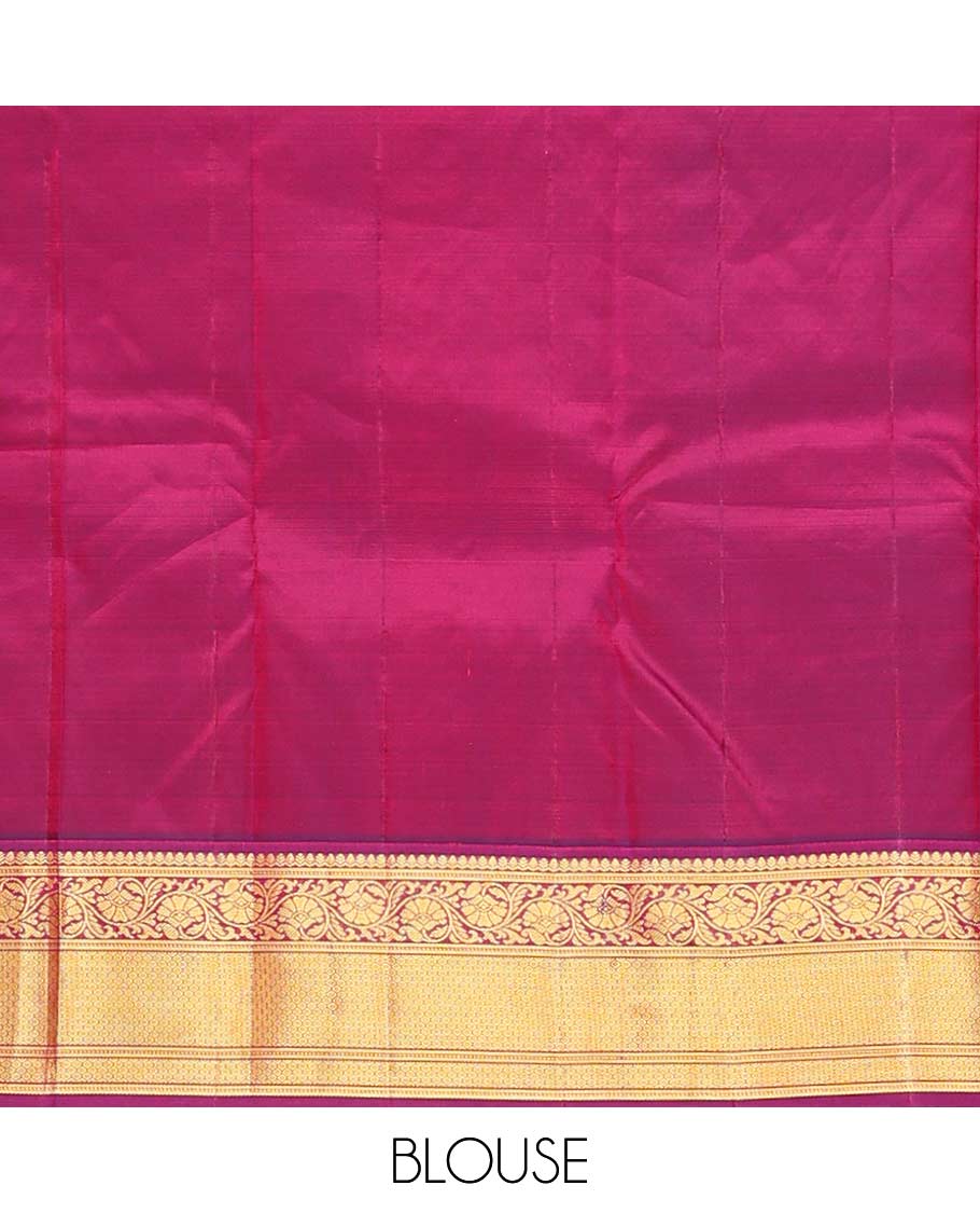 Blue buttas Bangalore silk saree, contrast traditional zari border, and pallu of jaal designs