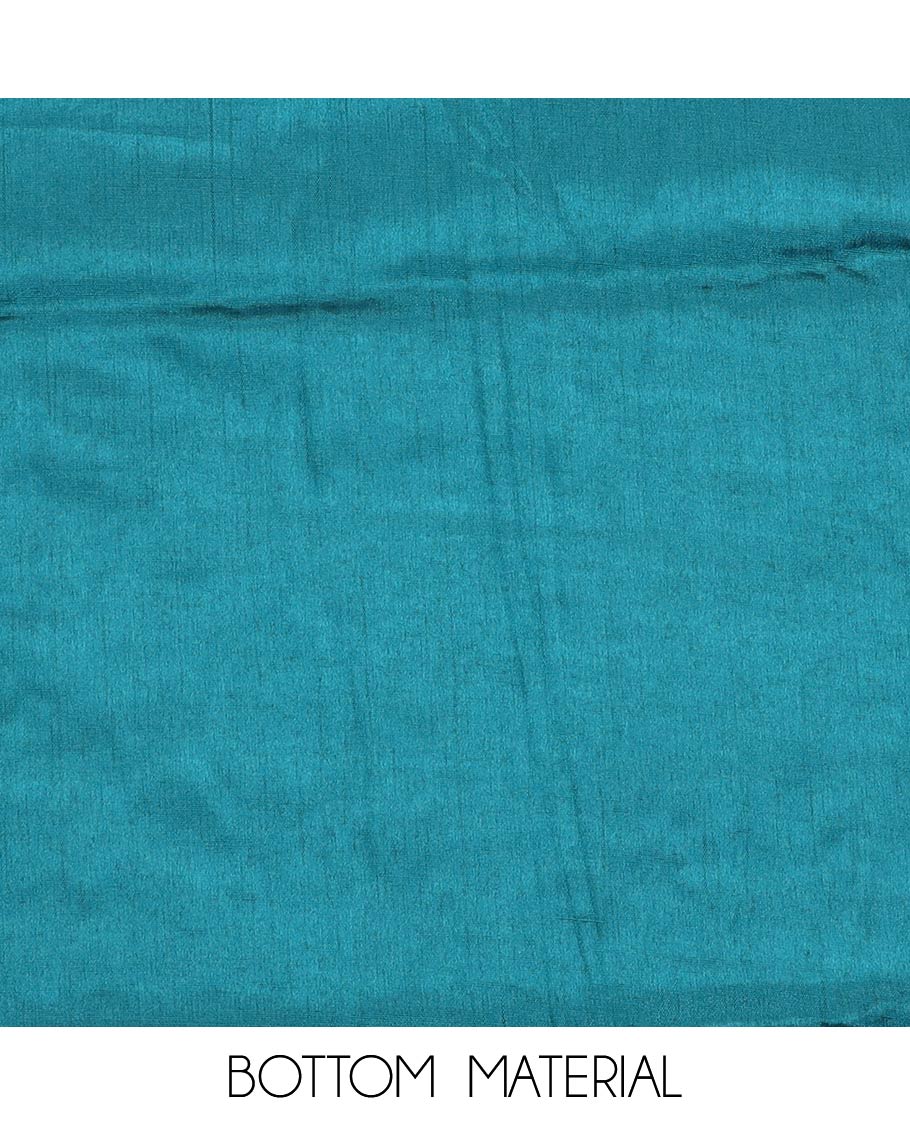 Blue material chudidar set, floral jaal heavy embroidered top, plain bottom and sequins embroidered scallop duppata