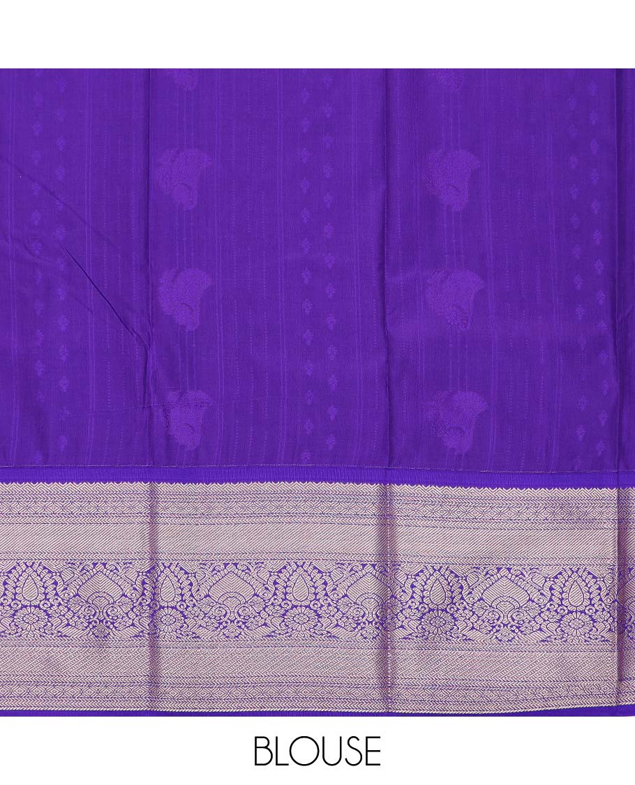 Pink art silk pavadai material, zari design with contrast traditional zari border skirt, and contrast blouse