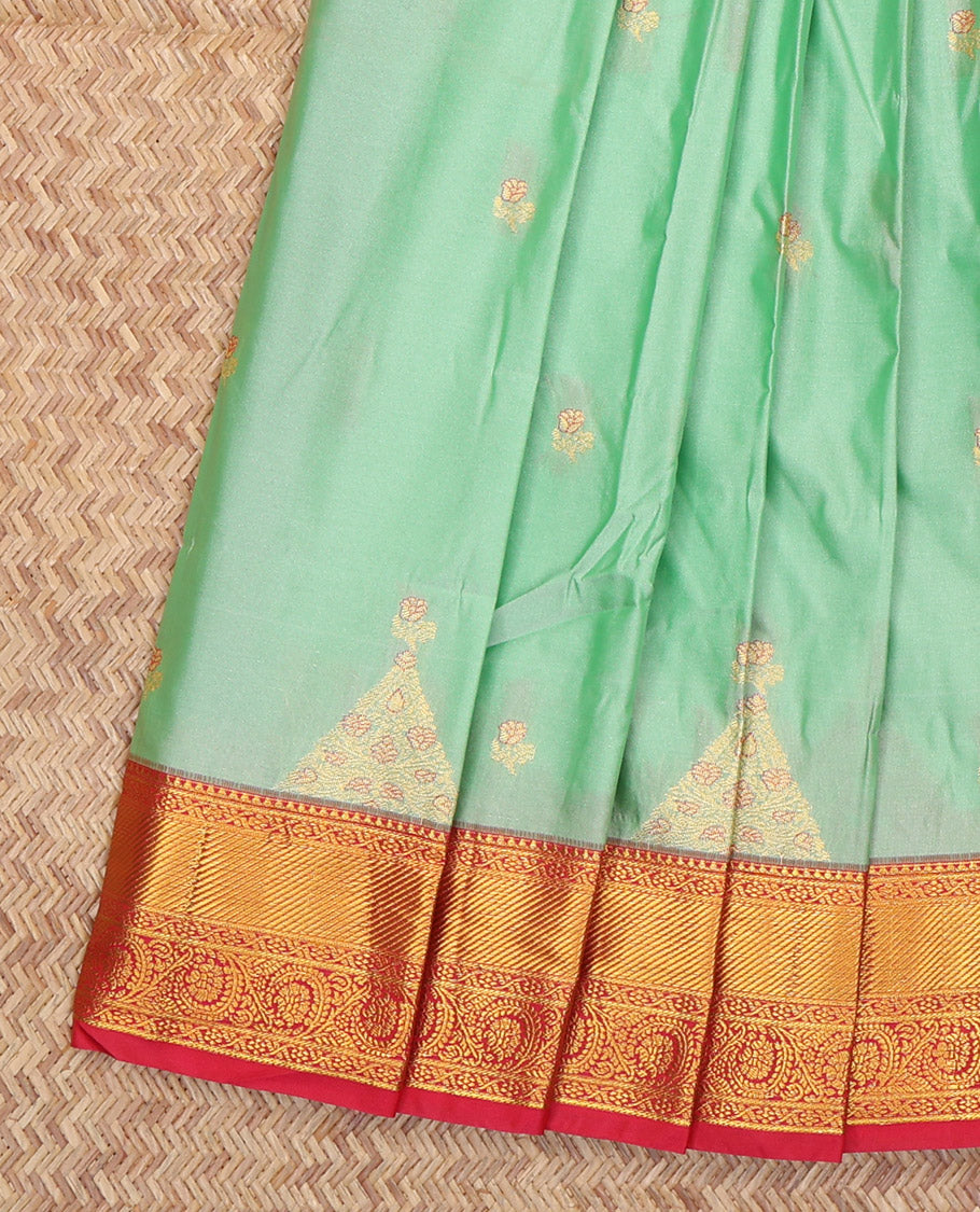 Blue Budget Silk Saree, Enriched with Zari Butta, Complemented by a Contrast Traditional Zari Border, Grand Pallu, and Contrast Blouse