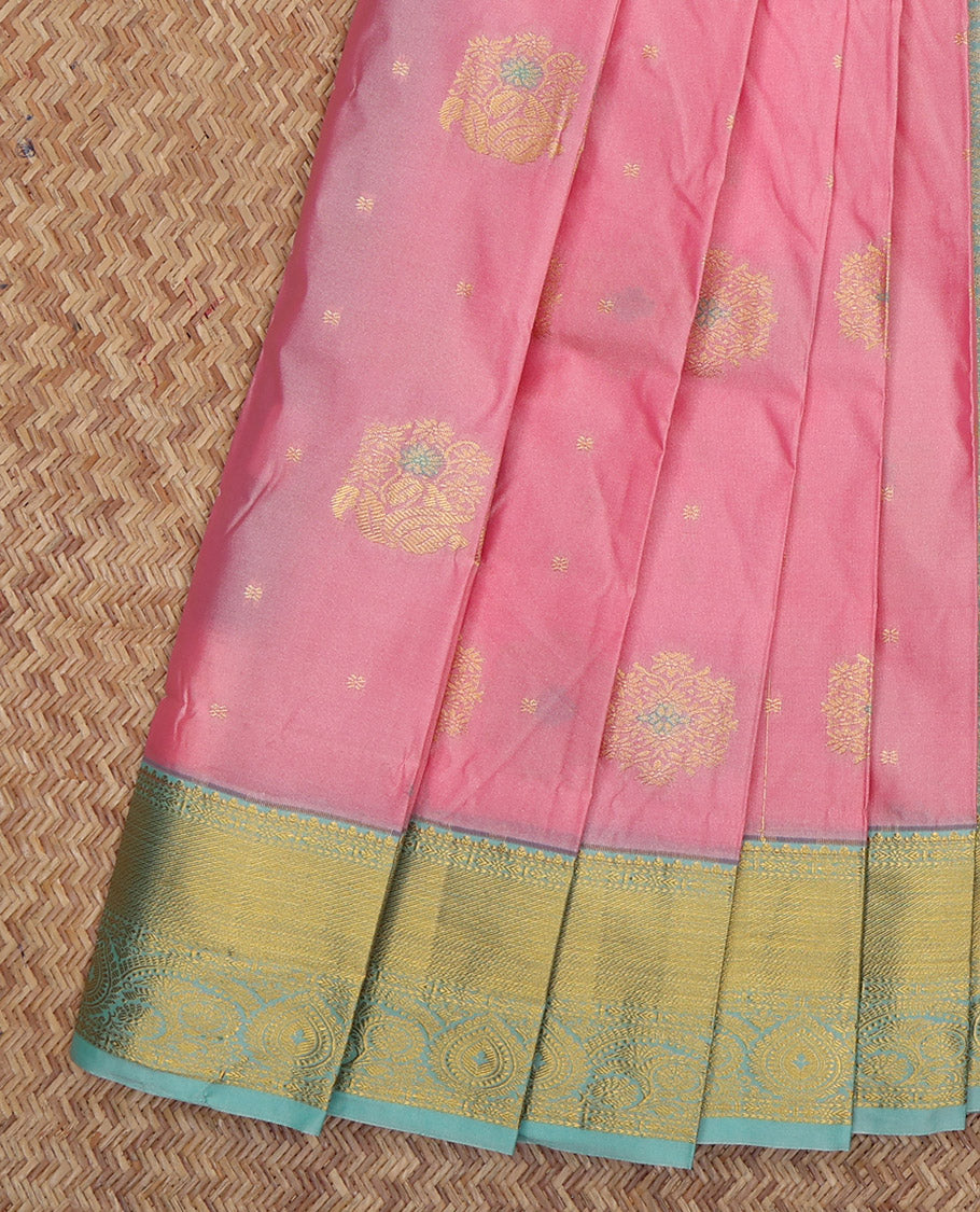 Pink Budget Silk Saree, Crafted with Zari Buttas, a Contrast Traditional Zari Border, Grand Pallu, and a Contrast Blouse