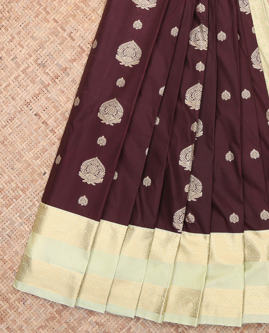 Brown Contrast Zari Design Budget Silk Saree