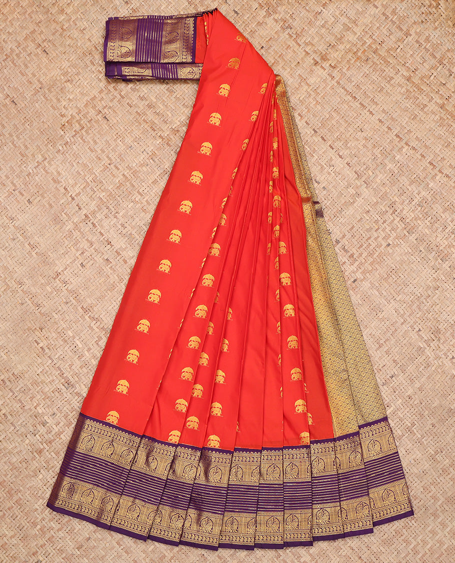 Red Elephant Zari Butta Budget Silk Saree