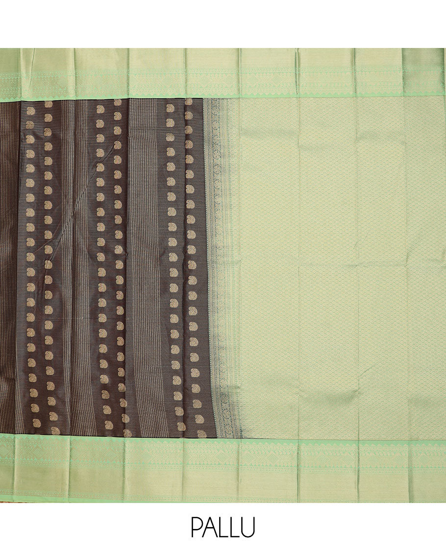 Black jacquard gift saree, contrast traditional zari design border, and jaal pallu