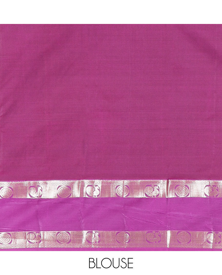 Green zari buttas budget silk saree, contrast rettai pettu traditional zari border, and intricately designed pallu