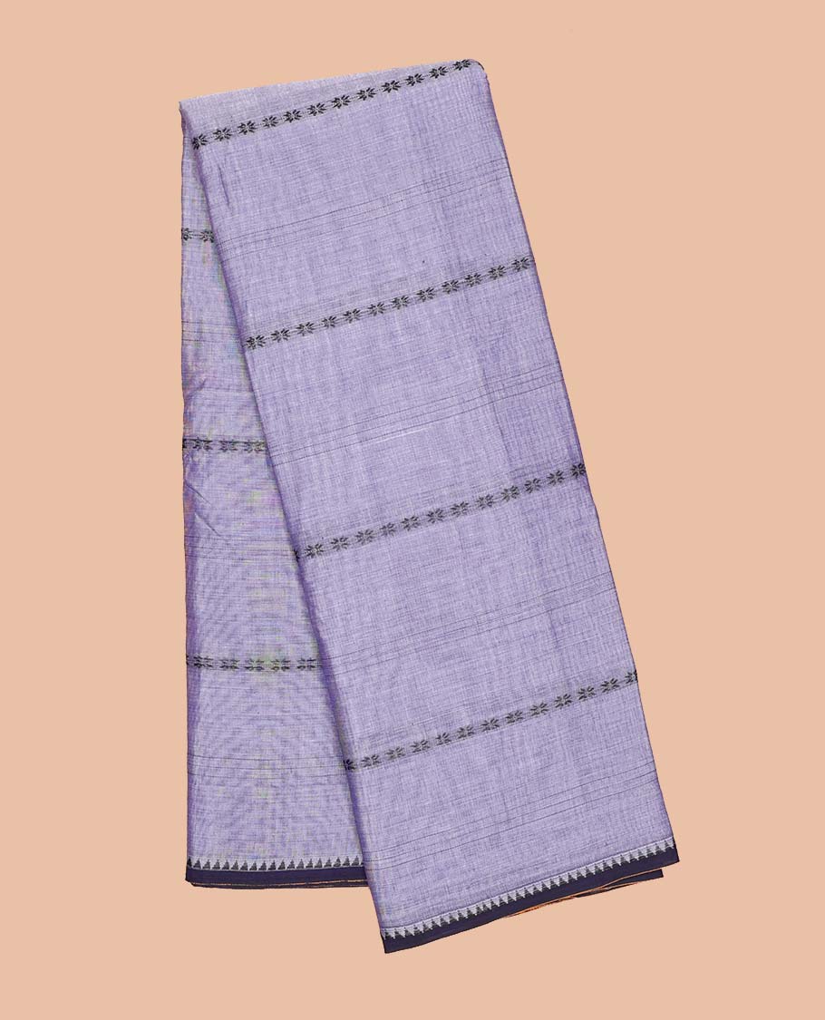 Lavender striped Narayanapet cotton sareewith self temple border & striped pallu
