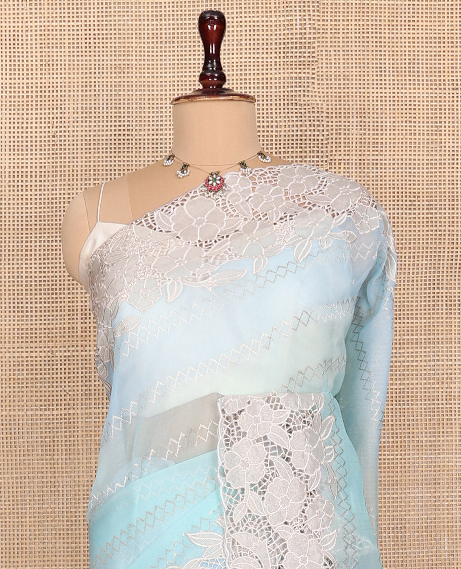 Sky Blue Turkey Organza Saree