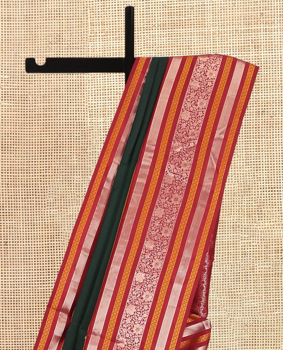 Green Mayil-Chakra Buttas Vasundhara Lite Silk Mix Saree, Contrast Traditional Zari Border, and a Contrast Blouse