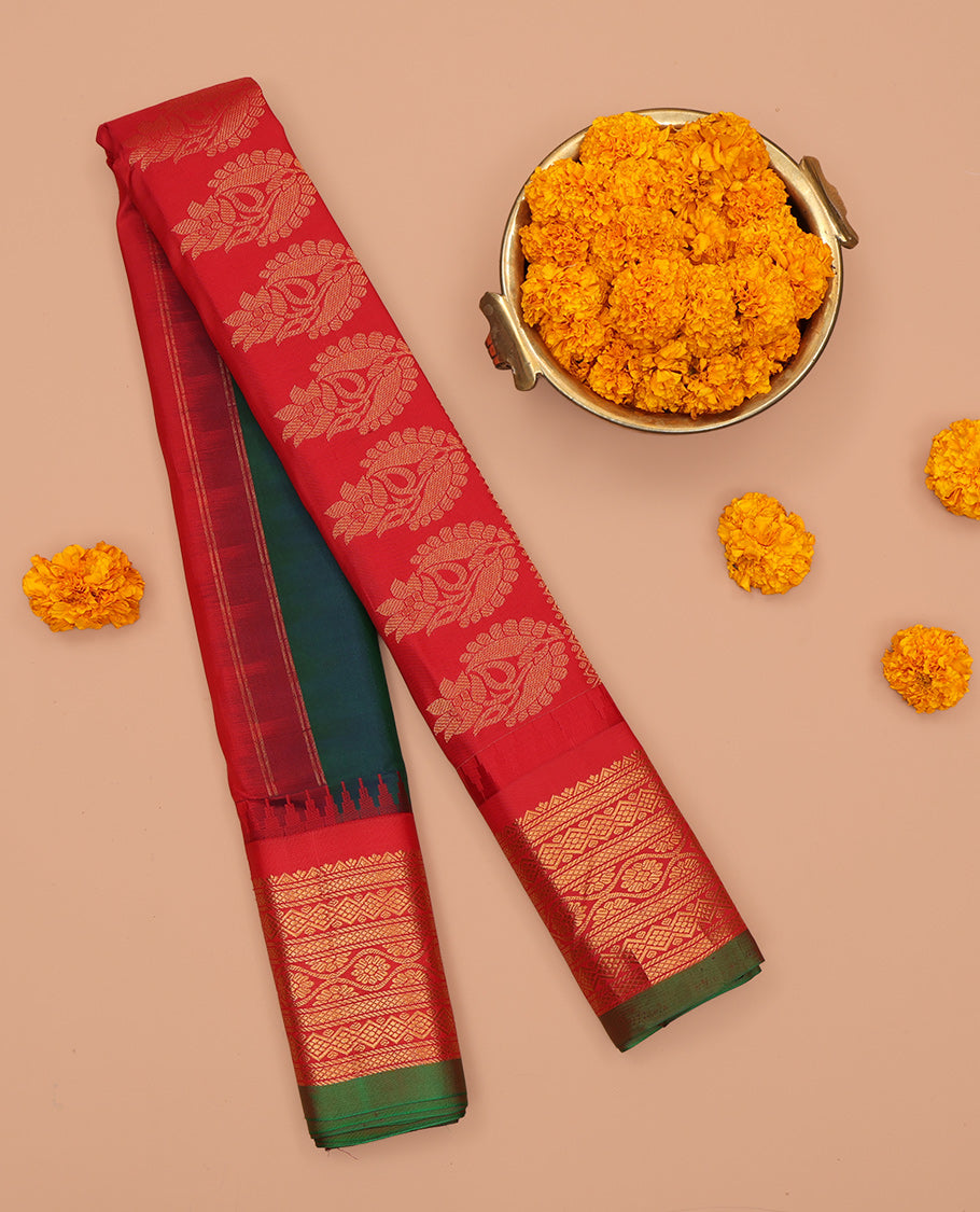 Peacock Color Gadwal Silk Saree