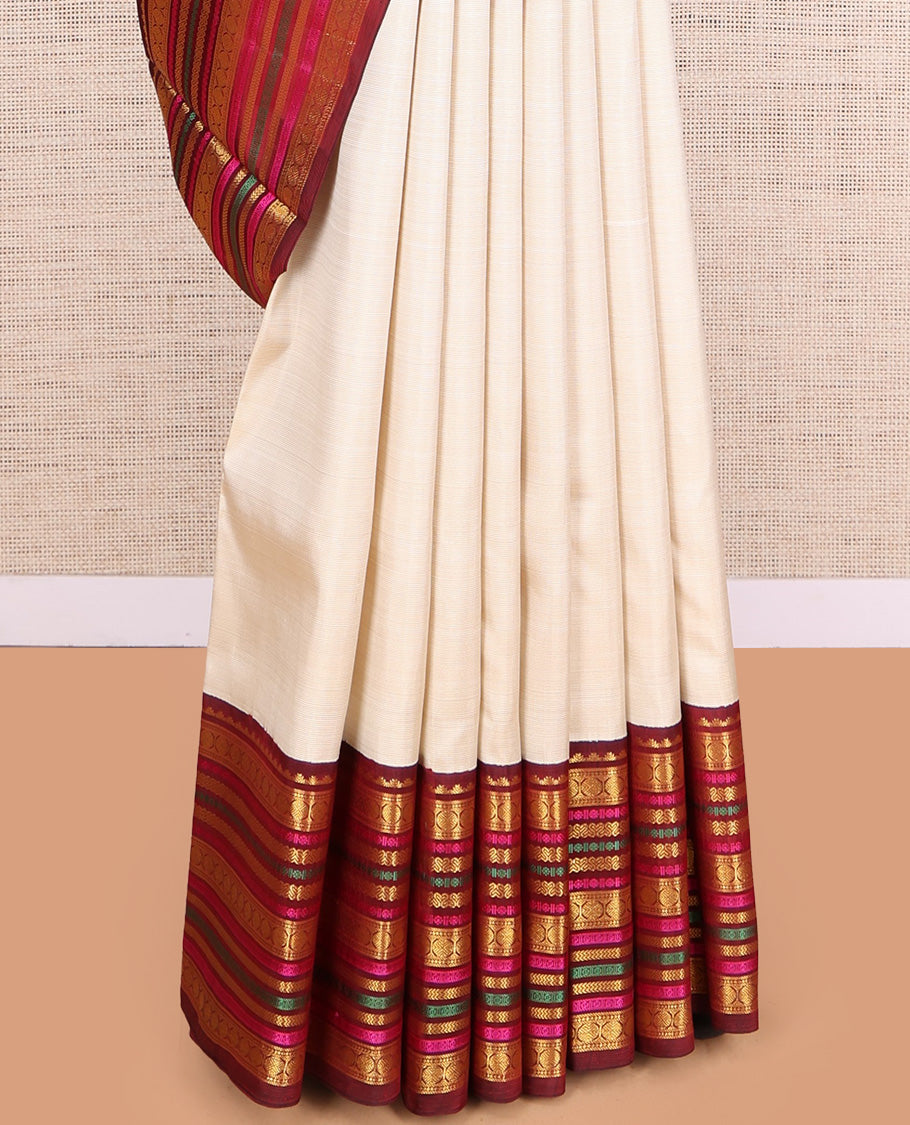 Cream Kanchipuram Silk Saree