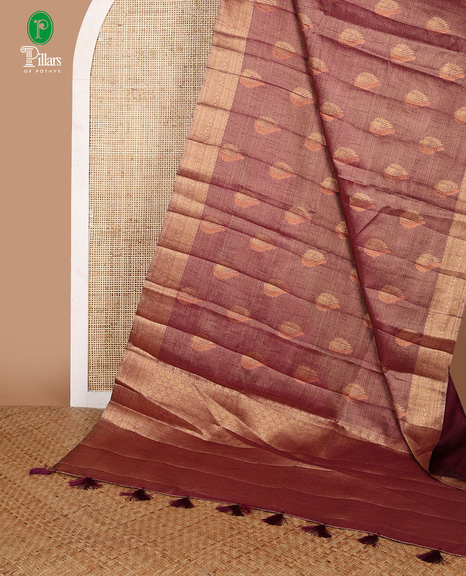 Purple zari butta design banaras tissue saree with zari jacquard border & rich weaving pallu along with butta design blouse