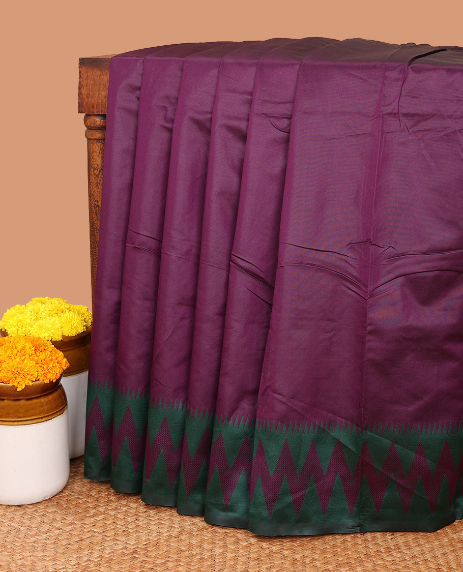 Purple elite silk saree with thread work , small temple border