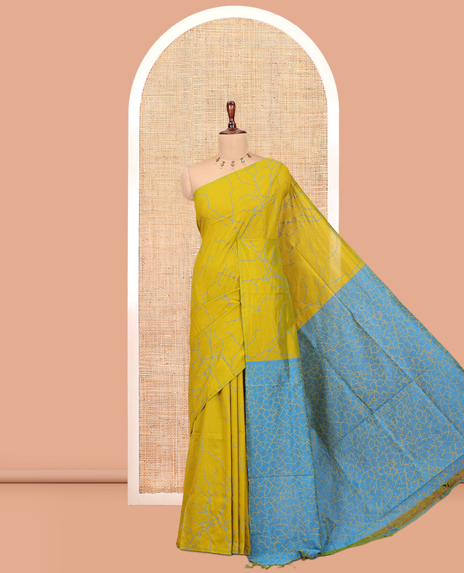 Borderless Yellow South Cotton Saree