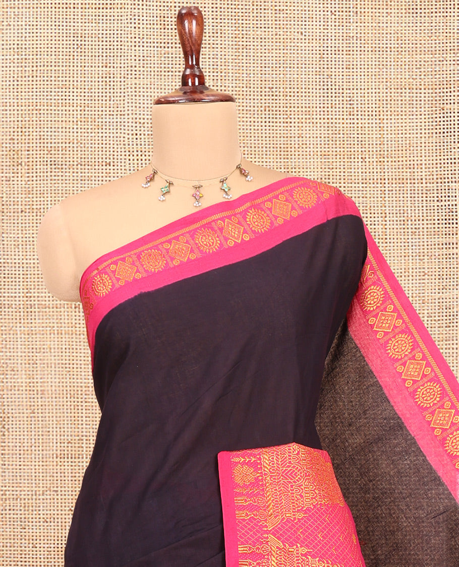 Wine Plain Sungudi Cotton Saree