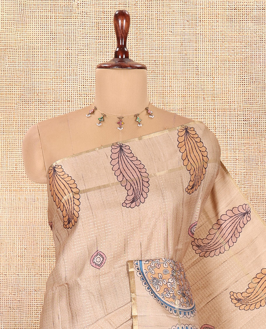 Sandal Fancy Tussar Saree