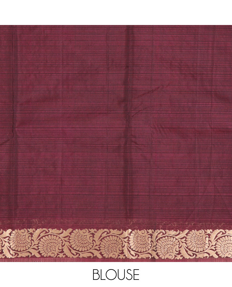 Blue Silk Cotton Saree Elegantly Embellished with Buttas All Over the Body, Complemented by a Contrast Floral Creeper Zari Border, Featuring a Contrast Pallu of Floral Zari Designs, and Paired with a Contrast Blouse