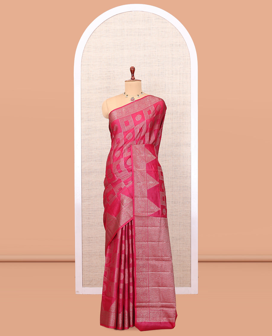 Pink Tussar Silk Saree