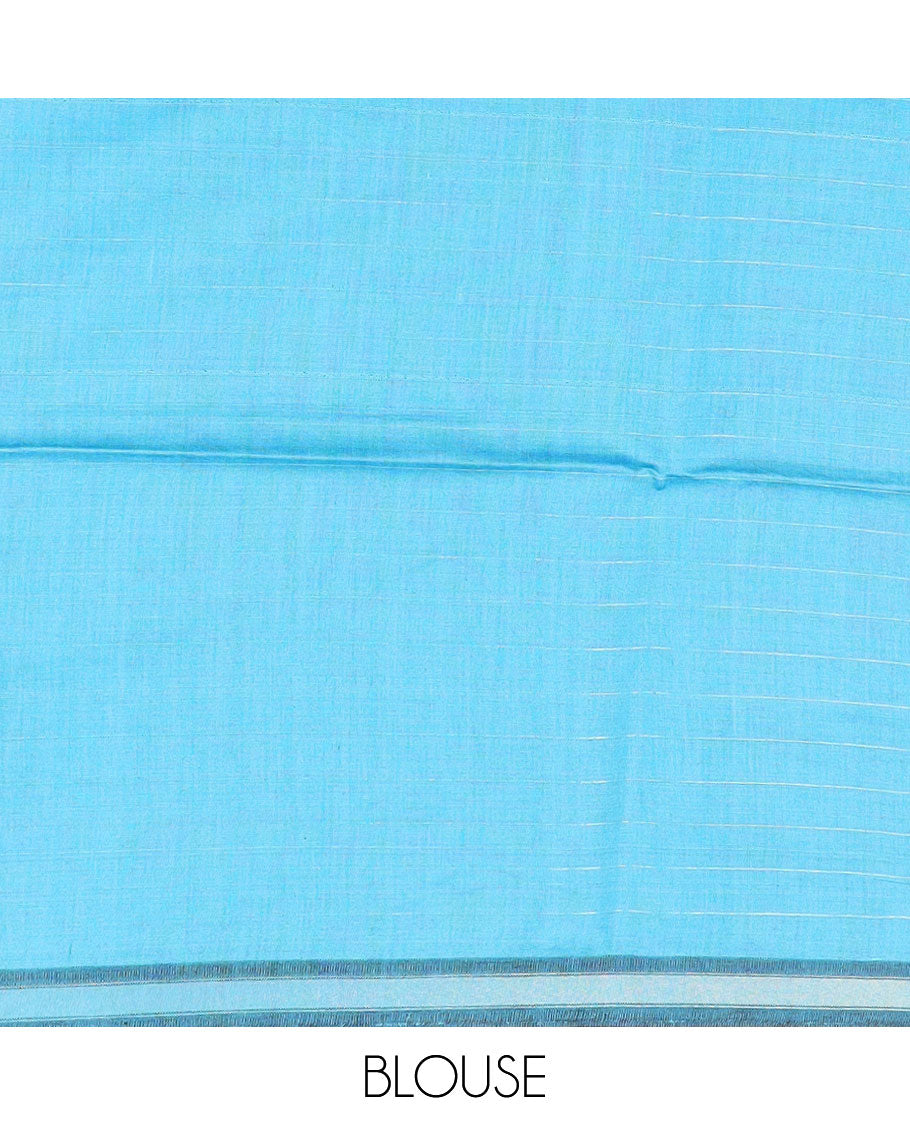 Purple checked tussar silk saree, zari border, and contrast striped pallu