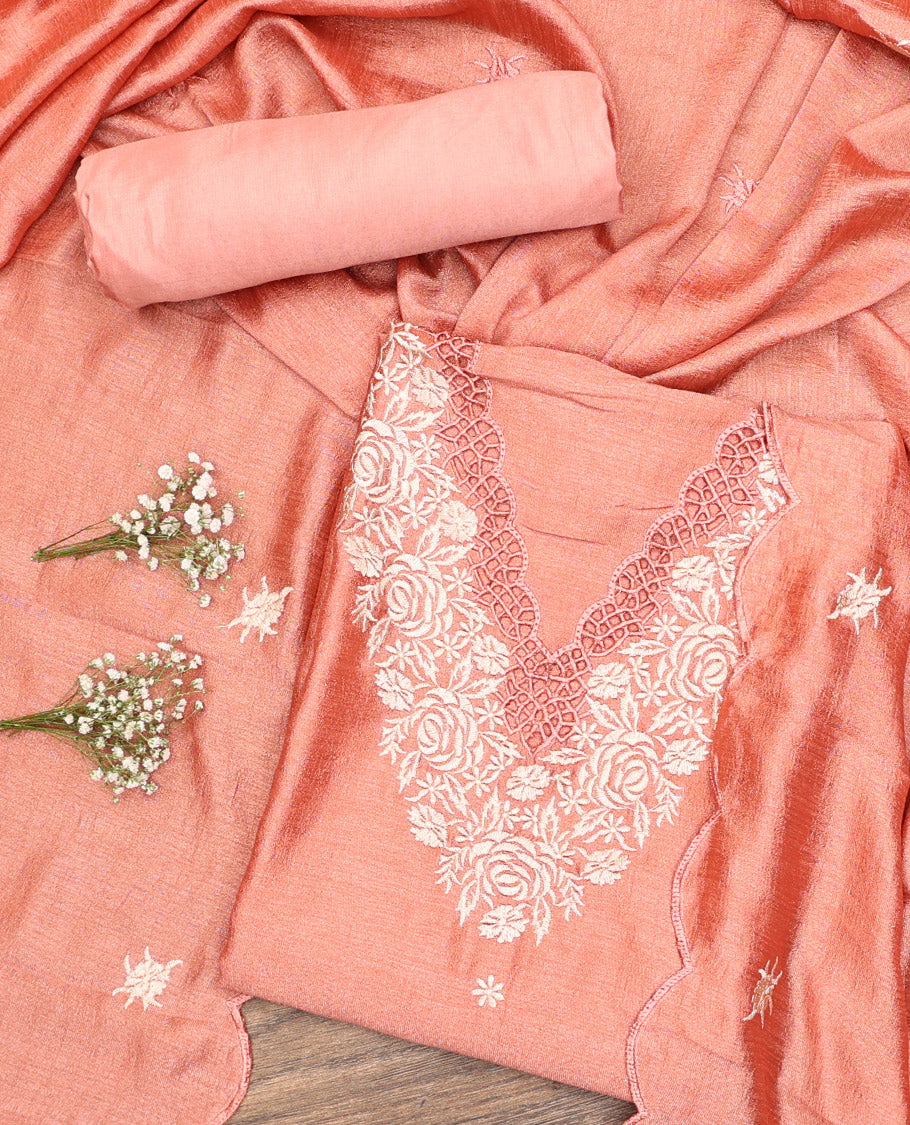 Peach Material Chudidar Set