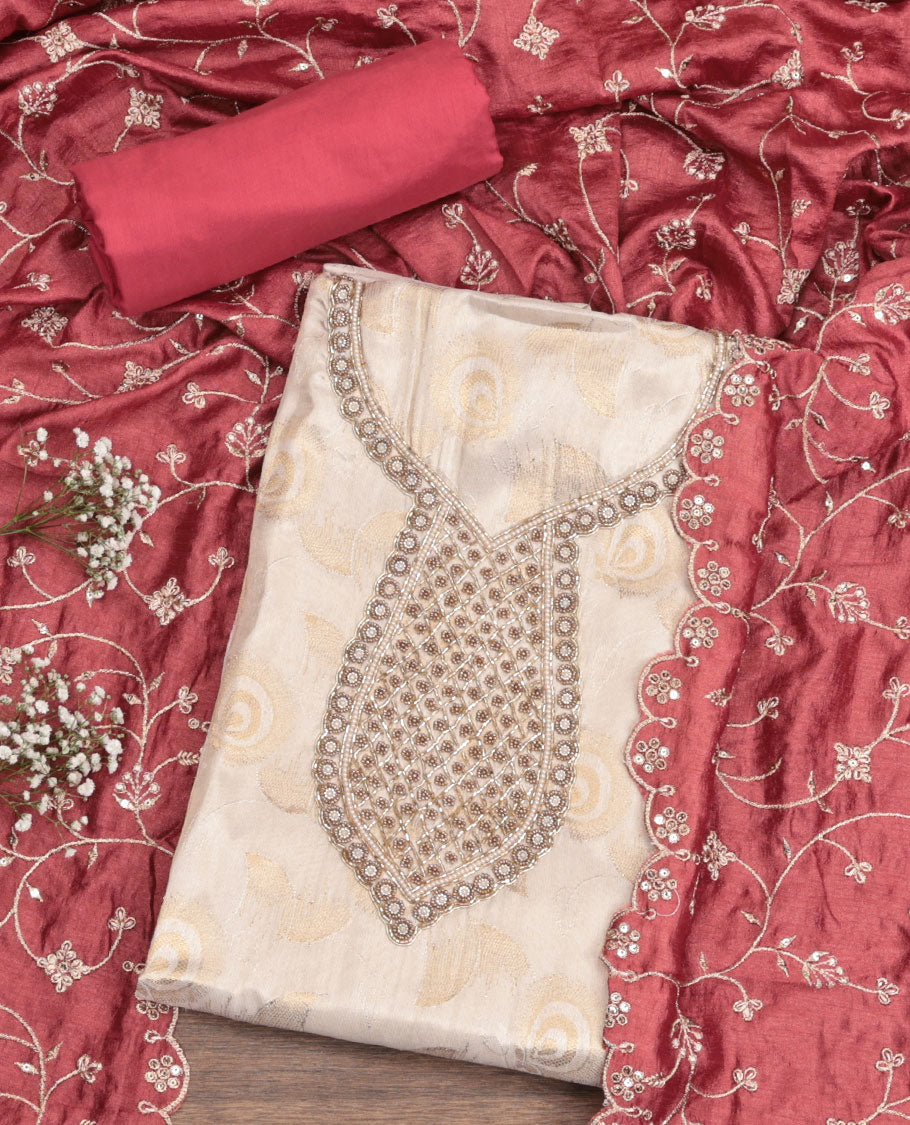Sandal Tissue Material Chudidar Set