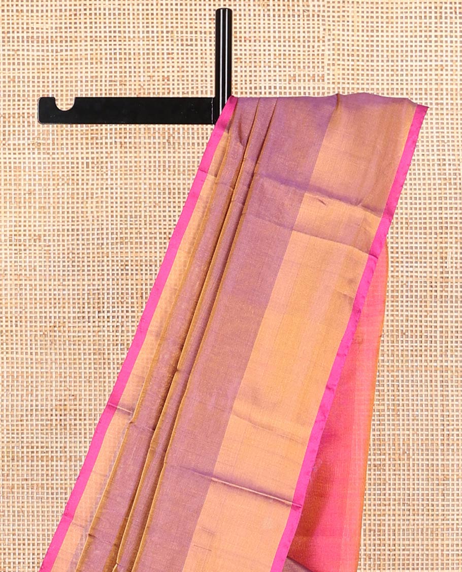 Purple uppada saree with contrast zari border & striped pallu