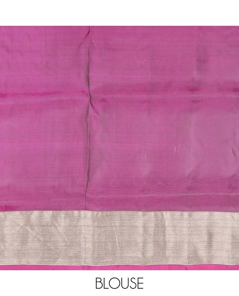 Red floral motifs uppada silk saree with contrast zari border & checked floral design pallu