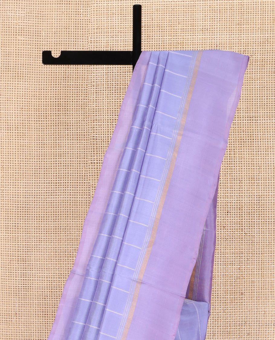 Lavender Uppada Silk Saree, Subtly Sparkled with Stripes All Over Its Body, Subtly Made Self-Border, Plain Pallu, and Paired with a Matching Blouse