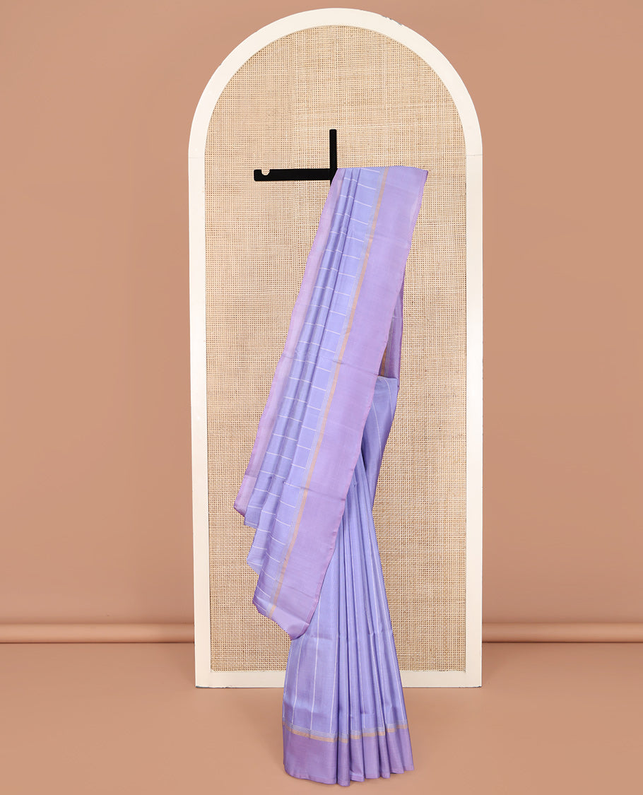 Lavender Uppada Silk Saree, Subtly Sparkled with Stripes All Over Its Body, Subtly Made Self-Border, Plain Pallu, and Paired with a Matching Blouse