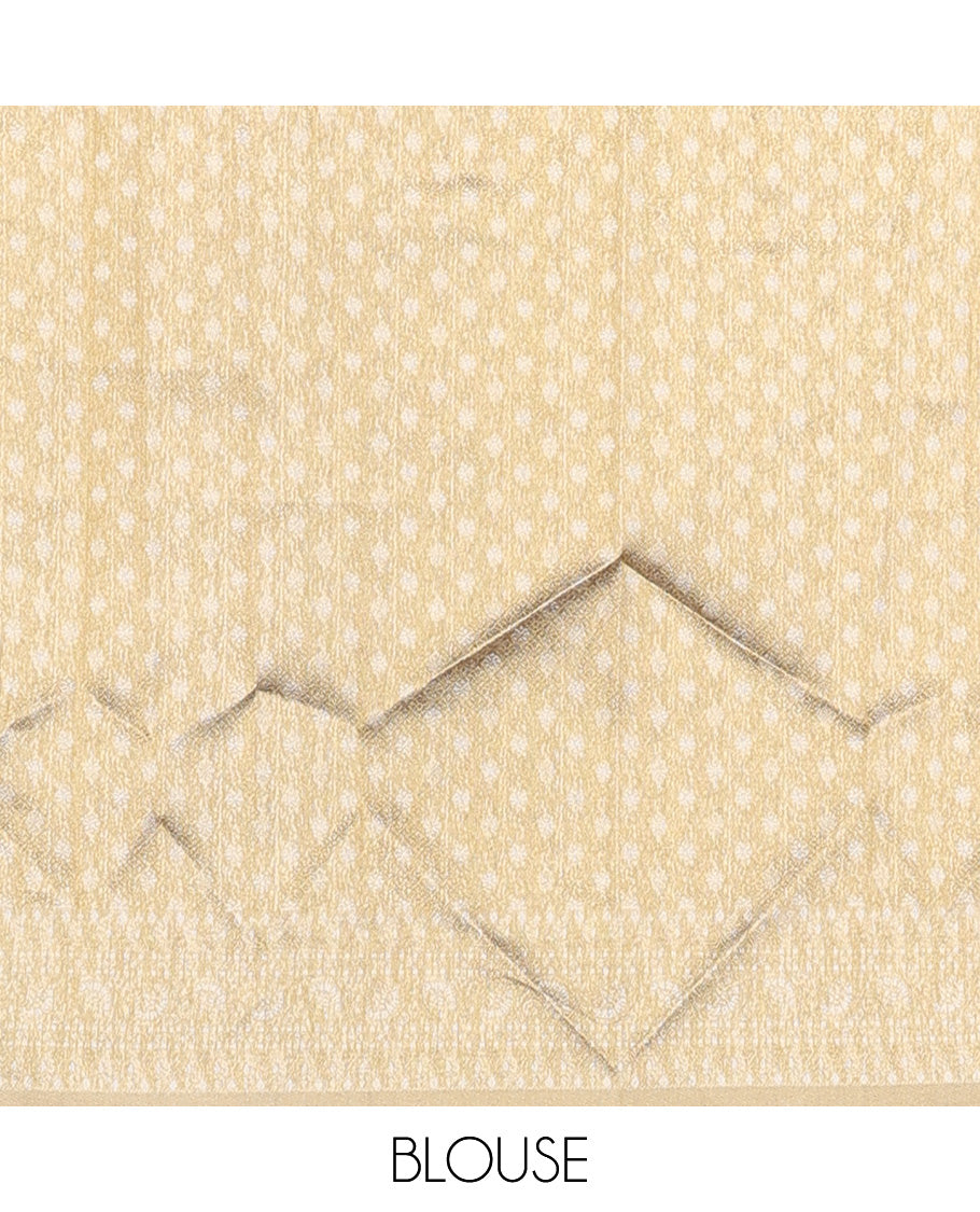 Grey art silk half-saree, brocade with contrast traditional border skirt, contrast brocade blouse, scallop embroidered dhavani, and detachable belt