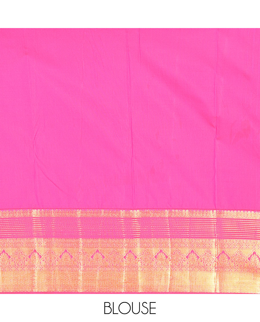 Blue zari buttas budget silk saree, contrast traditional zari design border, and jaal pallu