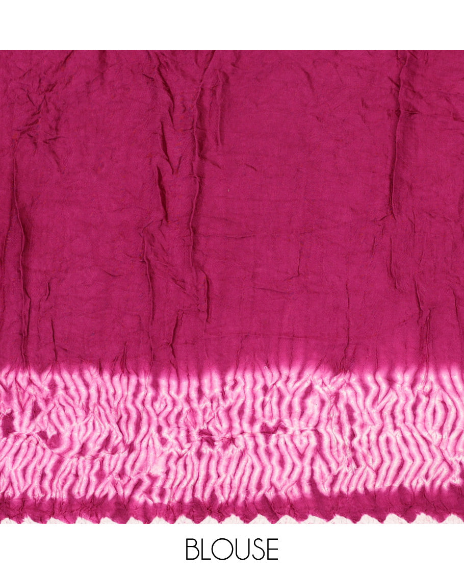 Borderless Burgundy Bandhani Dola Silk Saree