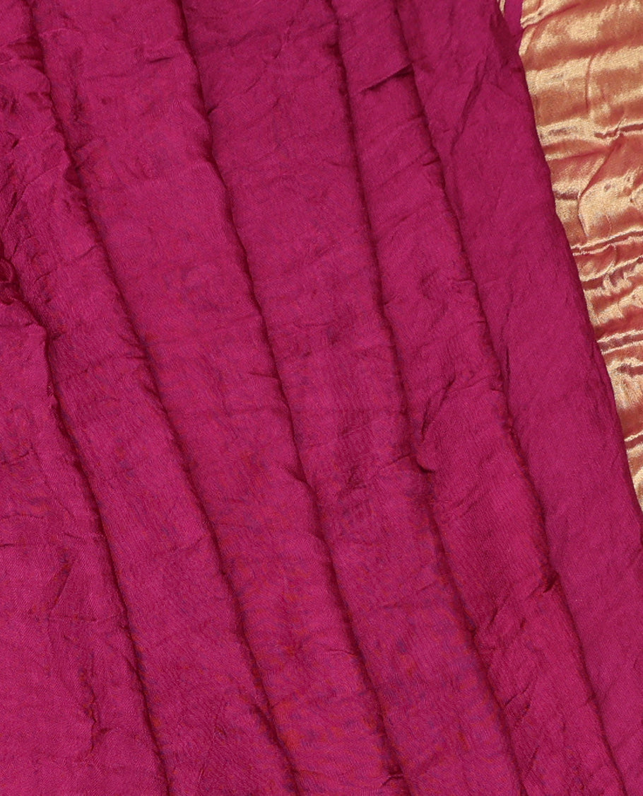 Borderless Burgundy Bandhani Dola Silk Saree
