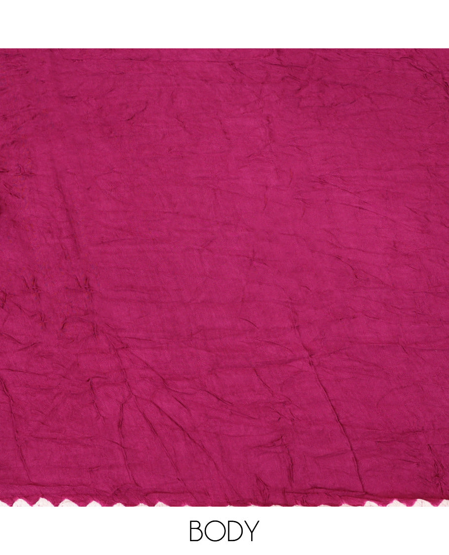 Borderless Burgundy Bandhani Dola Silk Saree