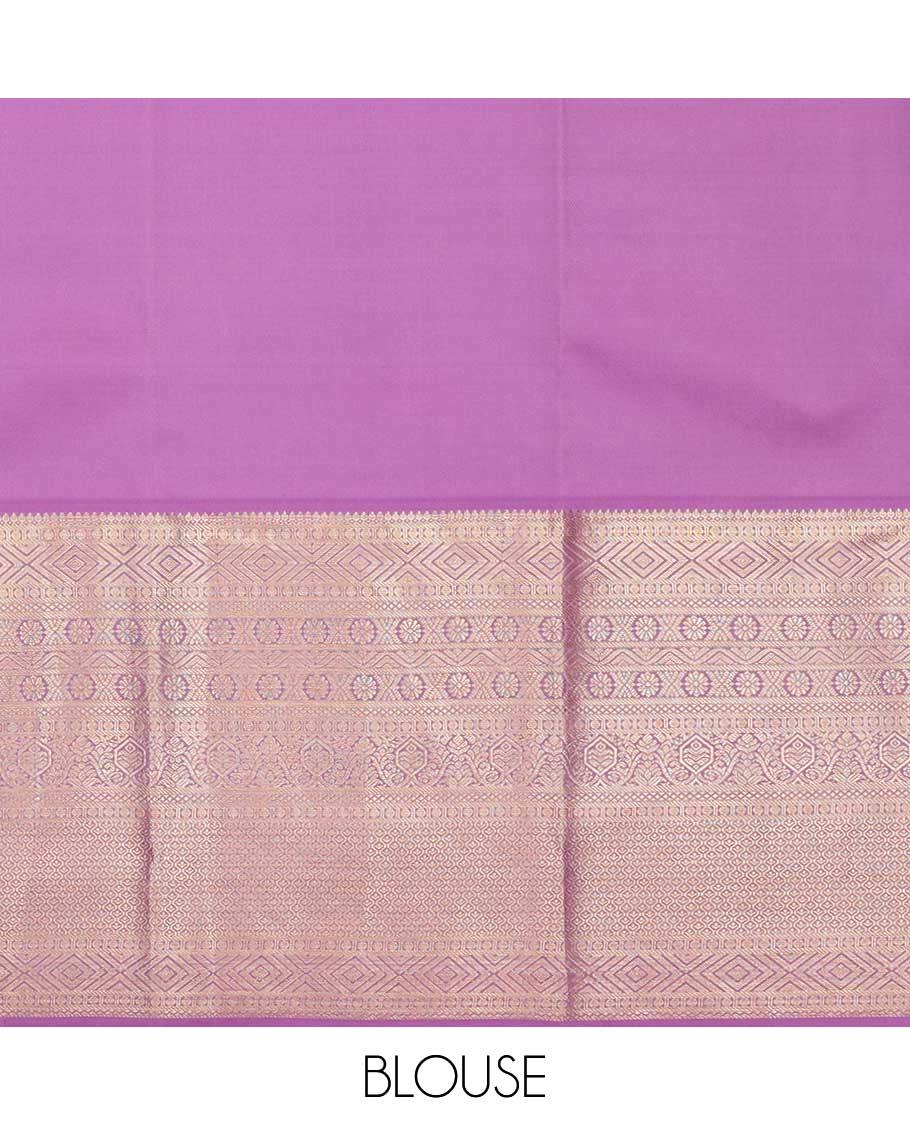 Yellow pure silk half-saree, jacquard skirt, contrast border of thilakam mokku,banaras, mayil kann,cross kamalam, and then kuli kann , contrast zari blouse, and zari design dhavani