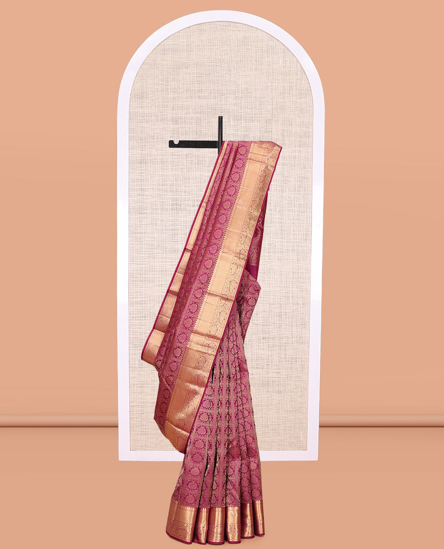 Wine Jacquard Design Kanchipuram Wedding Silk Saree